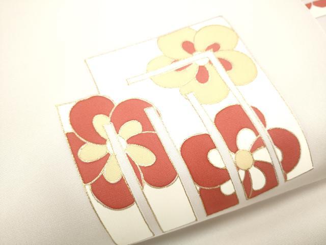 平和屋着物●塩瀬 九寸名古屋帯 源氏香花文 金彩 薄梅鼠色 正絹 逸品 CAAY9604hy