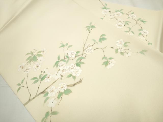 平和屋着物●塩瀬　九寸名古屋帯　手描き　枝垂れ桜文　金彩　正絹　逸品　CAAY9606hy