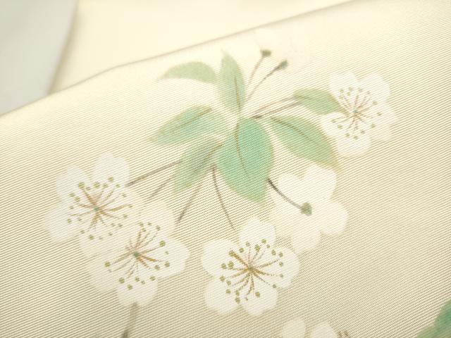 平和屋着物●塩瀬　九寸名古屋帯　手描き　枝垂れ桜文　金彩　正絹　逸品　CAAY9606hy