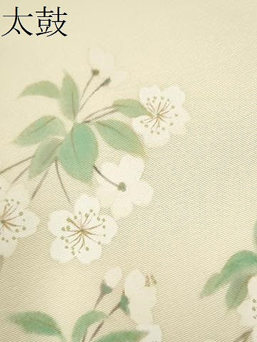 平和屋着物●塩瀬　九寸名古屋帯　手描き　枝垂れ桜文　金彩　正絹　逸品　CAAY9606hy