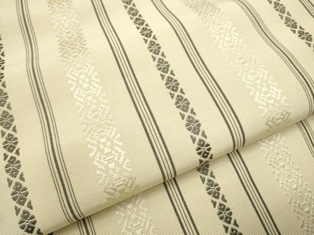 平和屋着物●本場筑前博多織 八寸名古屋帯 一重帯 献上 白橡色 正絹 逸品 CAAY9611hy