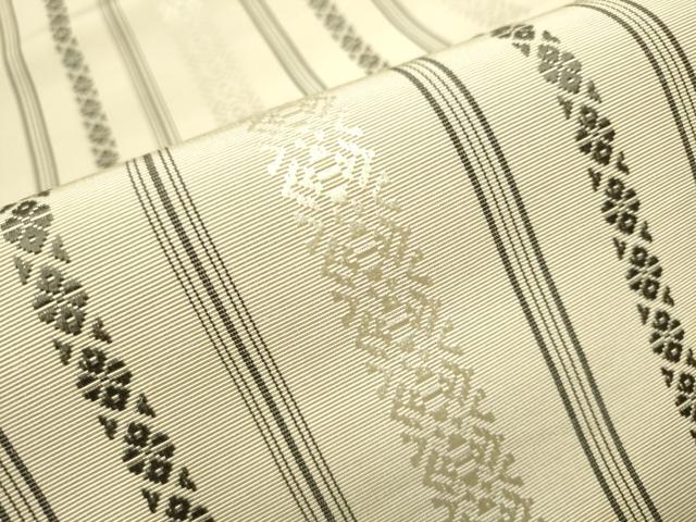 平和屋着物●本場筑前博多織 八寸名古屋帯 一重帯 献上 白橡色 正絹 逸品 CAAY9611hy