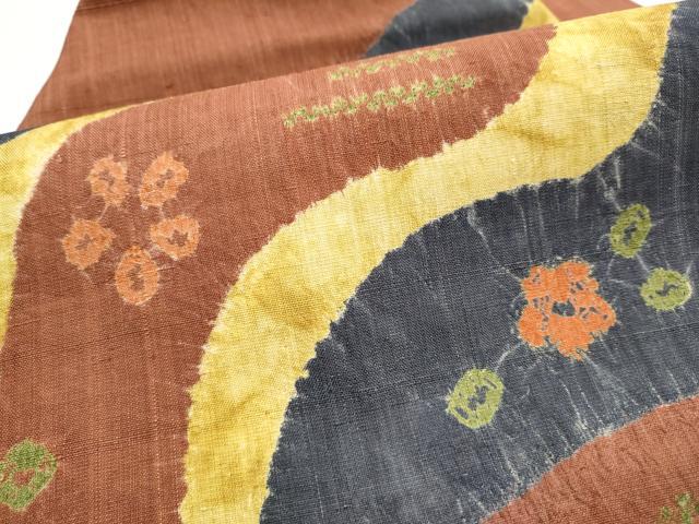 平和屋着物●九寸名古屋帯　紬地　絞り　舞花文　正絹　逸品　CAAY9614hy