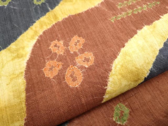 平和屋着物●九寸名古屋帯　紬地　絞り　舞花文　正絹　逸品　CAAY9614hy