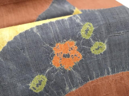 平和屋着物●九寸名古屋帯　紬地　絞り　舞花文　正絹　逸品　CAAY9614hy