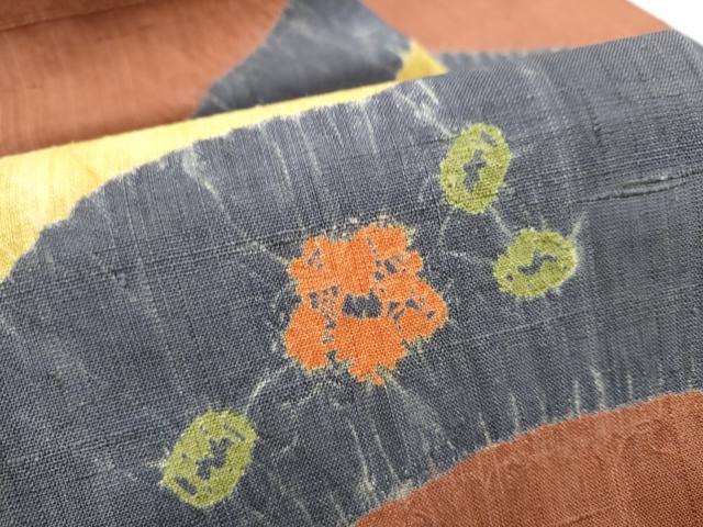平和屋着物●九寸名古屋帯　紬地　絞り　舞花文　正絹　逸品　CAAY9614hy