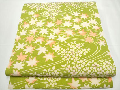 平和屋着物●九寸名古屋帯 型染め 流水花文 正絹 逸品 CAAY9632hy
