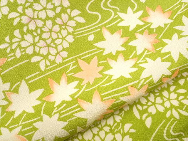 平和屋着物●九寸名古屋帯 型染め 流水花文 正絹 逸品 CAAY9632hy