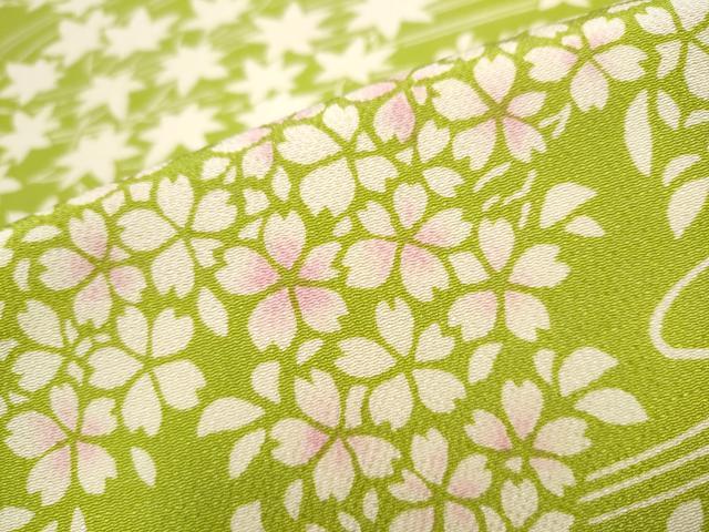平和屋着物●九寸名古屋帯 型染め 流水花文 正絹 逸品 CAAY9632hy