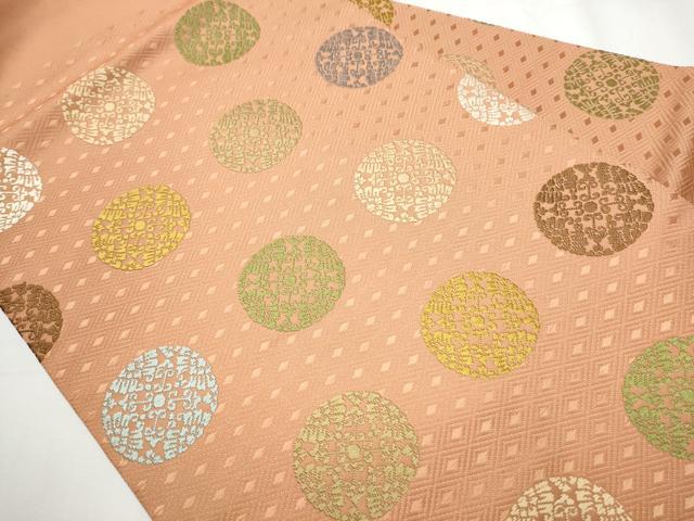 平和屋着物●九寸名古屋帯 唐織 花唐草丸文 正絹 逸品 CAAY9640hy