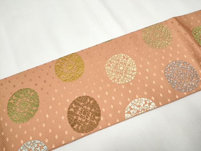 平和屋着物●九寸名古屋帯 唐織 花唐草丸文 正絹 逸品 CAAY9640hy
