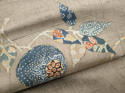 平和屋着物●九寸名古屋帯　紬地　型染め　枝葉文　正絹　逸品　CAAY9643hy