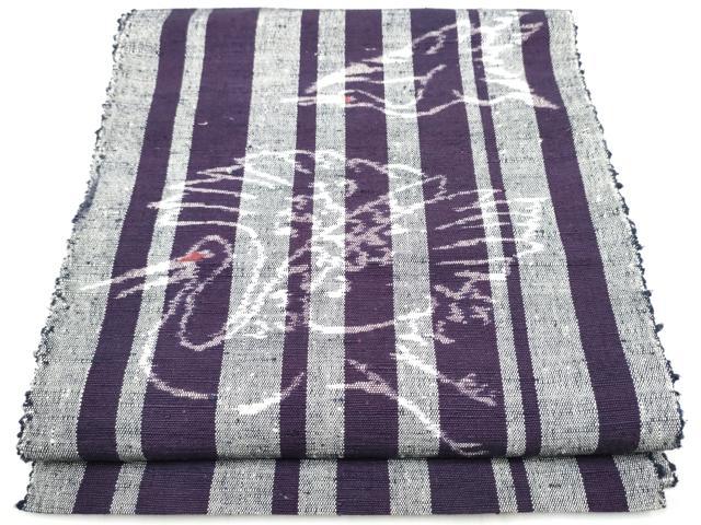 平和屋着物●八寸名古屋帯 紬地 飛鶴文 正絹 逸品 CAAY9645hy