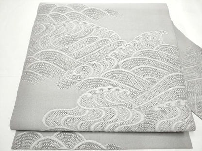 平和屋着物●八寸名古屋帯 つづれ 立浪文 霞色 正絹 逸品 CAAY9648hy