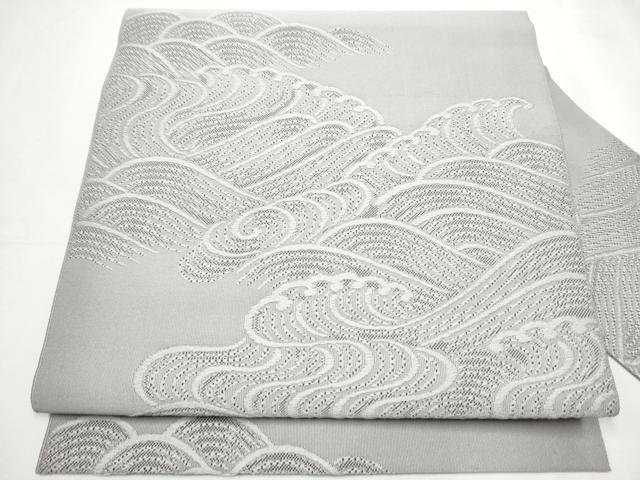 平和屋着物●八寸名古屋帯 つづれ 立浪文 霞色 正絹 逸品 CAAY9648hy