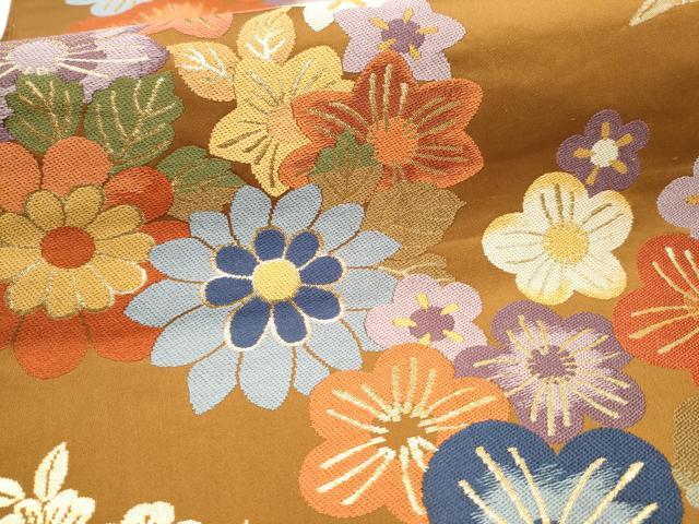 平和屋着物●六通柄袋帯　唐織　草花文　金糸　正絹　逸品　CAAY9659hy