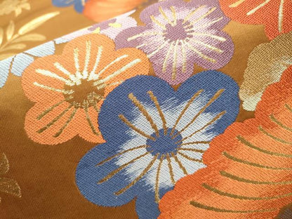 平和屋着物●六通柄袋帯　唐織　草花文　金糸　正絹　逸品　CAAY9659hy