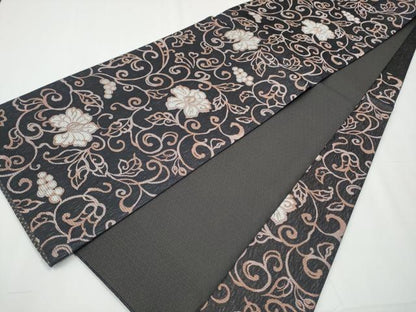 平和屋着物▽スリーシーズン 春夏秋 六通柄袋帯 葡萄蔦の葉文 正絹 逸品 CAAY9682hy
