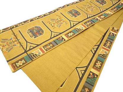 平和屋着物●六通柄　本袋帯　花鳥文　正絹　逸品　CAAY9692hy