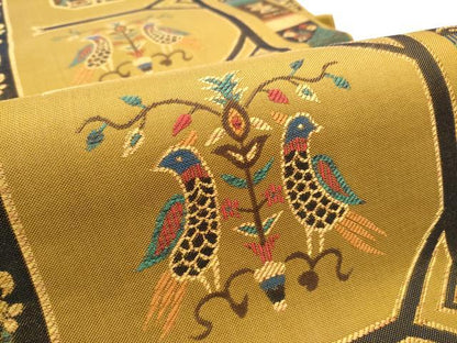 平和屋着物●六通柄　本袋帯　花鳥文　正絹　逸品　CAAY9692hy