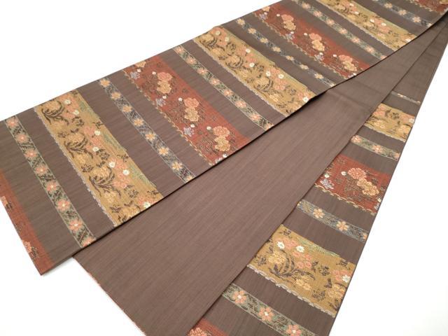 平和屋着物●六通柄袋帯　横段花文　金糸　正絹　逸品　CAAY9699hy