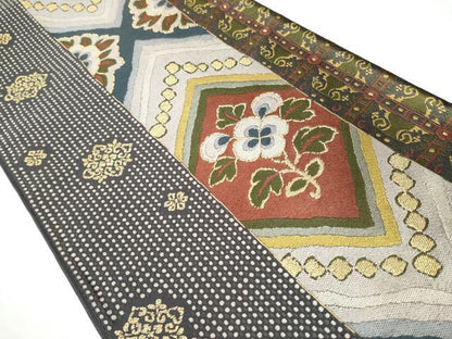 平和屋着物●六通柄袋帯　唐織　吉祥花文　金糸　正絹　逸品　CAAY9702hy