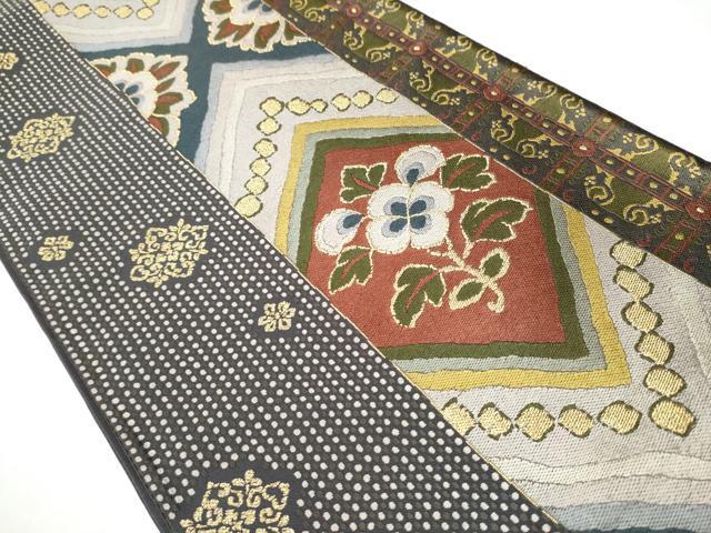 平和屋着物●六通柄袋帯　唐織　吉祥花文　金糸　正絹　逸品　CAAY9702hy