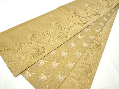 平和屋着物●両面　六通柄袋帯　桜輝　金銀糸　正絹　逸品　CAAY9713hy