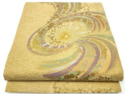 平和屋着物●両面　六通柄袋帯　桜輝　金銀糸　正絹　逸品　CAAY9713hy