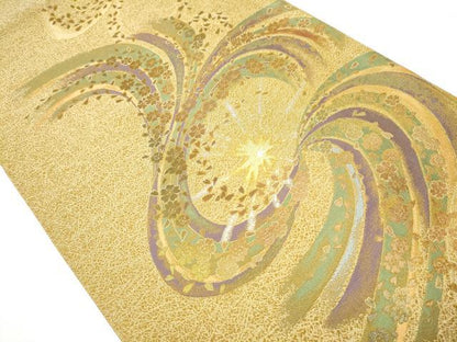 平和屋着物●両面　六通柄袋帯　桜輝　金銀糸　正絹　逸品　CAAY9713hy