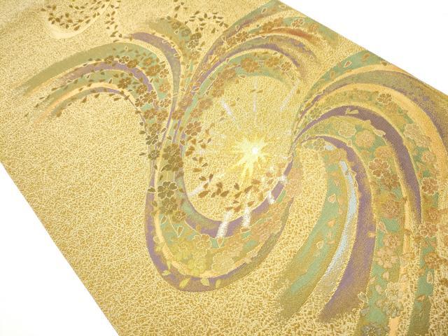 平和屋着物●両面　六通柄袋帯　桜輝　金銀糸　正絹　逸品　CAAY9713hy