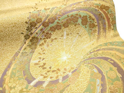 平和屋着物●両面　六通柄袋帯　桜輝　金銀糸　正絹　逸品　CAAY9713hy