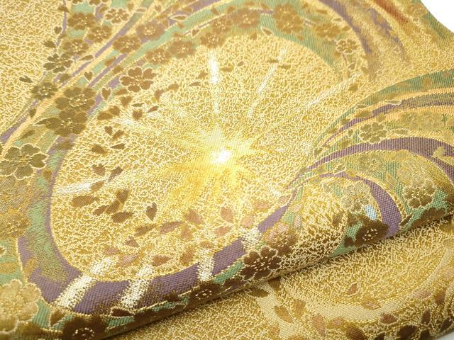 平和屋着物●両面　六通柄袋帯　桜輝　金銀糸　正絹　逸品　CAAY9713hy
