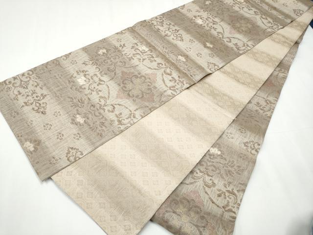 平和屋着物▽スリーシーズン 春夏秋 六通柄袋帯 櫛織 花唐草文 正絹 逸品 CAAY9719hy