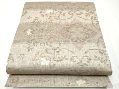 平和屋着物▽スリーシーズン 春夏秋 六通柄袋帯 櫛織 花唐草文 正絹 逸品 CAAY9719hy