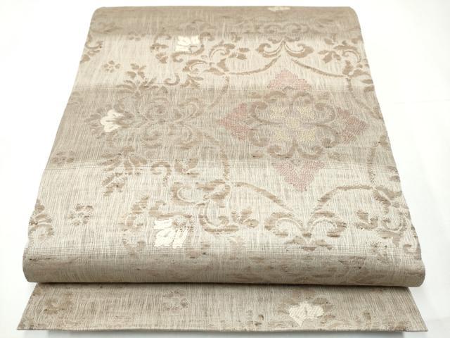 平和屋着物▽スリーシーズン 春夏秋 六通柄袋帯 櫛織 花唐草文 正絹 逸品 CAAY9719hy