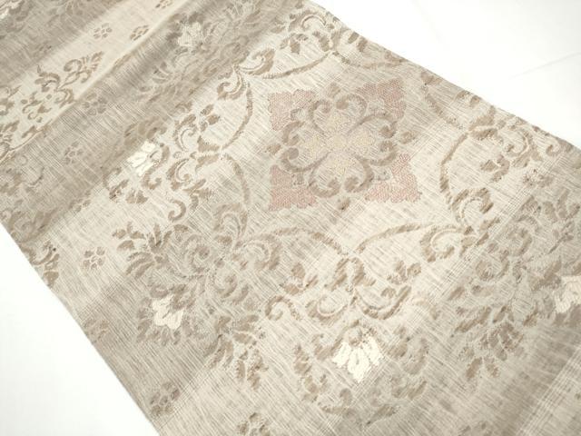 平和屋着物▽スリーシーズン 春夏秋 六通柄袋帯 櫛織 花唐草文 正絹 逸品 CAAY9719hy