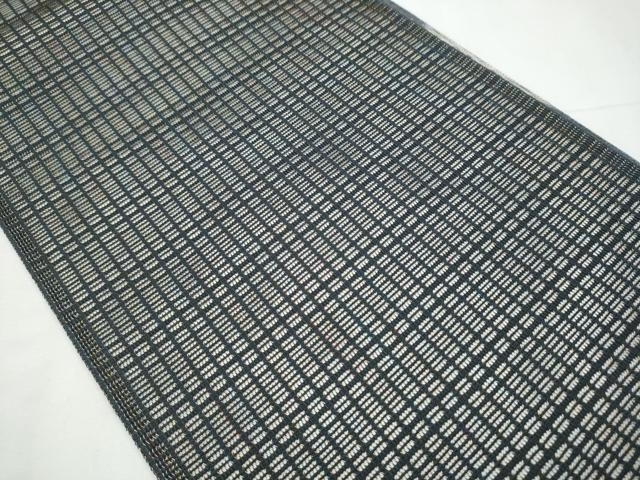 平和屋着物▽スリーシーズン 春夏秋 両面 全通柄袋帯 櫛織 市松文様 金糸 正絹 逸品 CAAY9721hy
