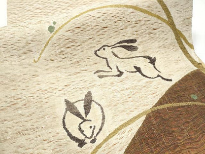 平和屋着物▽スリーシーズン 春夏秋 太鼓柄袋帯 すくい織 兎 やまと誂製 正絹 逸品 未使用 CAAY9726hy