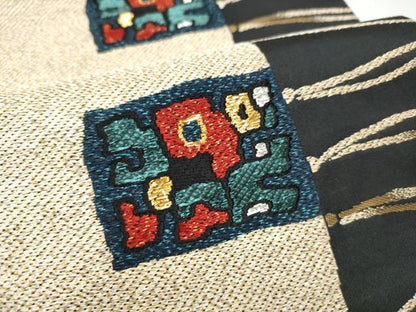 平和屋着物●六通柄袋帯　幾何学文様　黒地　金銀糸　正絹　逸品　CAAY9742hy
