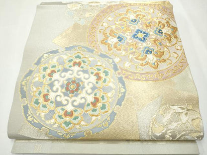 平和屋着物●西陣 川島織物 六通柄 本袋帯 唐織 絵皿花文 金糸 正絹 逸品 CAAY9747hy