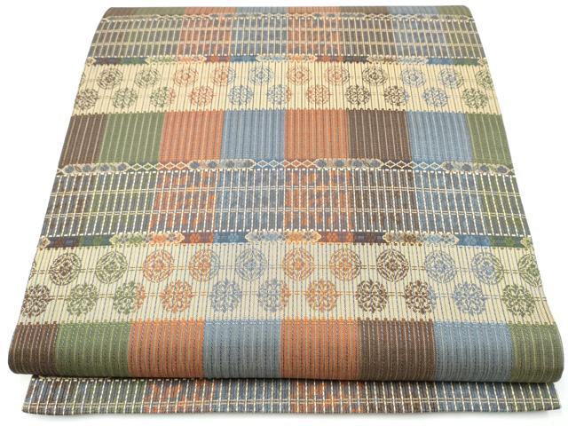 平和屋着物●全通柄袋帯 横段花文 正絹 逸品 CAAY9752hy