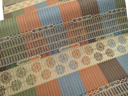 平和屋着物●全通柄袋帯 横段花文 正絹 逸品 CAAY9752hy