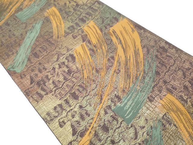 平和屋着物●両面　六通柄袋帯　抽象文　金糸　正絹　逸品　CAAY9761hy