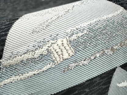 平和屋着物●六通柄袋帯　幾何学文　黒地　銀糸　正絹　逸品　CAAY9771hy