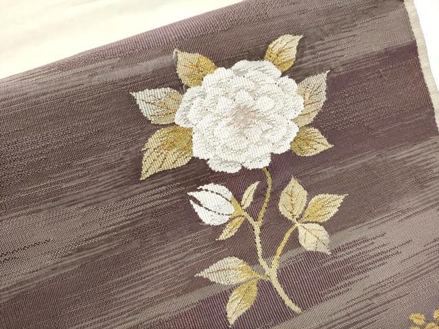 平和屋着物●太鼓柄袋帯 紬地 すくい織 枝花文 金糸 正絹 逸品 CAAY9776hy