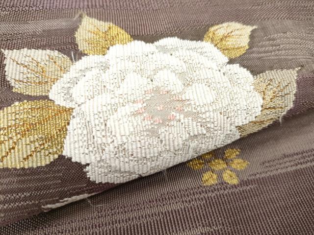 平和屋着物●太鼓柄袋帯 紬地 すくい織 枝花文 金糸 正絹 逸品 CAAY9776hy