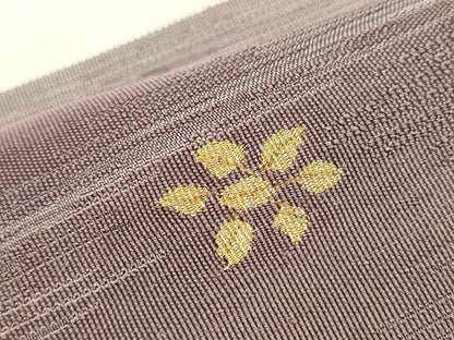 平和屋着物●太鼓柄袋帯 紬地 すくい織 枝花文 金糸 正絹 逸品 CAAY9776hy
