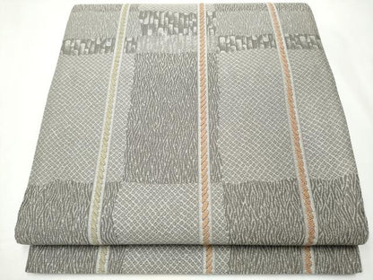 平和屋着物●六通柄袋帯 変わり市松紐文 正絹 逸品 CAAY9778hy