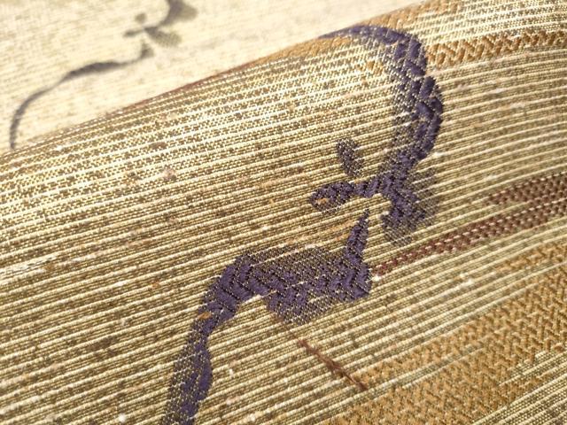 平和屋着物●創業280年　誉田屋源兵衛　両面　全通柄袋帯　ぜんまい紬　コウモリ　霞文　正絹　逸品　CAAY9788hy